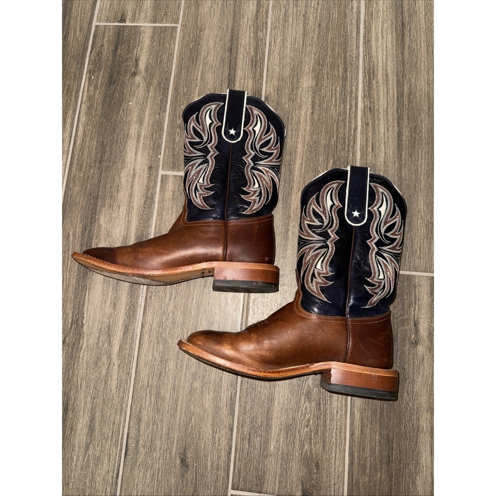 Tony Lama Women's Beige Royal Blue Western Goat Leather Boots 1790-L 7.5B - Picture 10 of 12